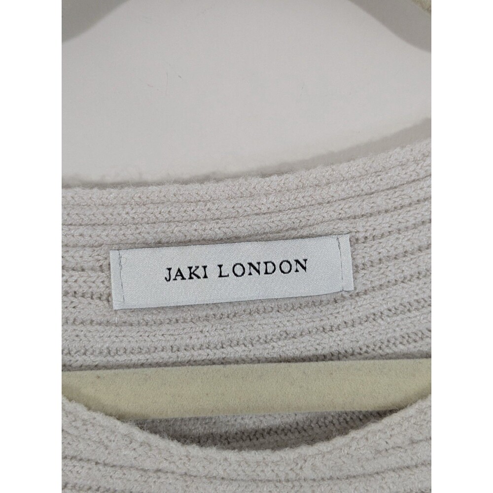 Jaki London One Size Ivory Dolman Sleeve Relaxed Fit Ribbed Sweater Quiet Luxury - Picture 4 of 8